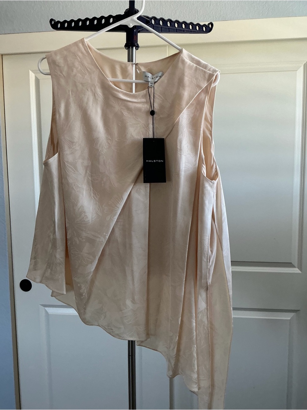 Halston Heritage Pale Cream Asymmetrical Sleeveless Top Dress